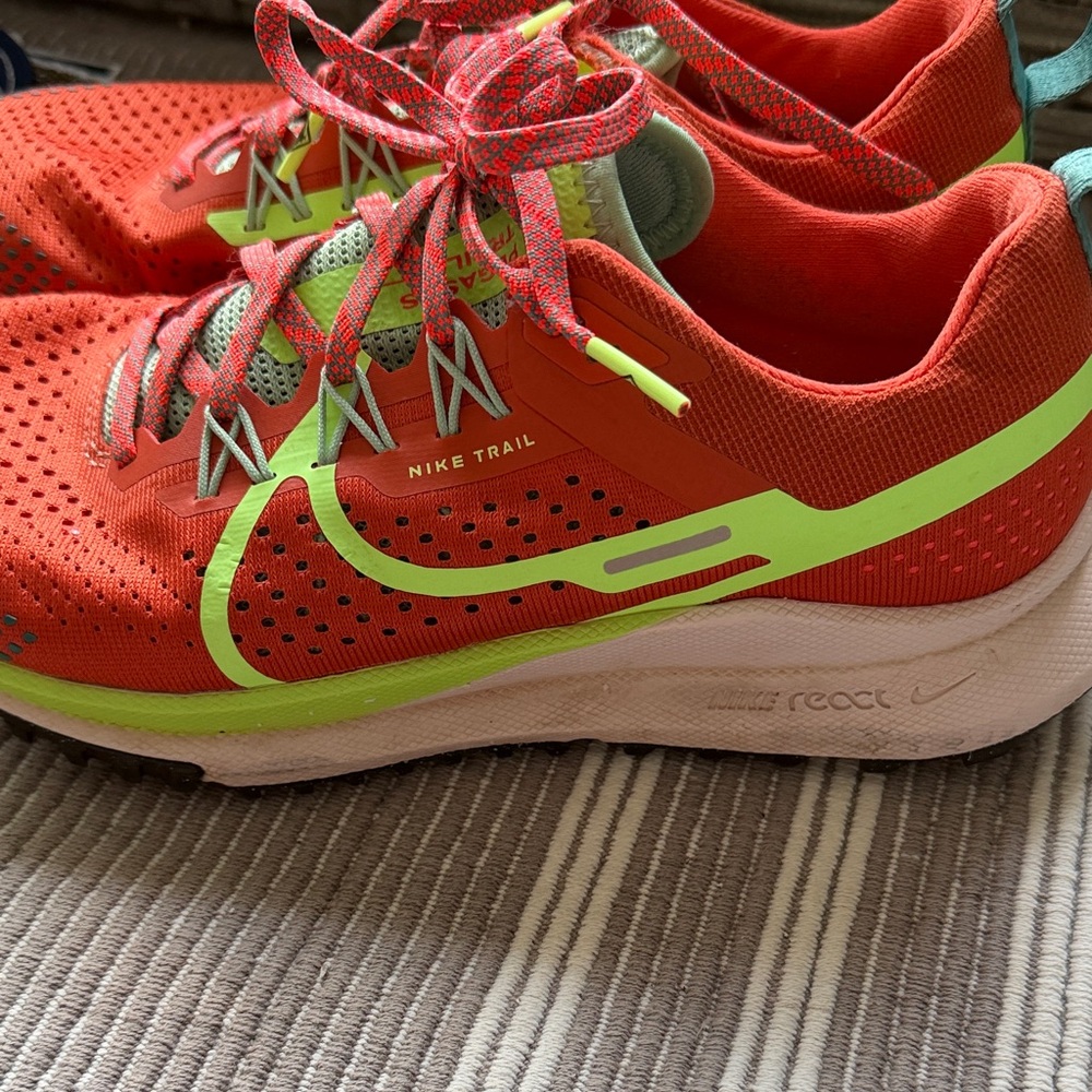 Nike Women's Trail Running Shoes - Red with Neon Green/Yellow Accents - Picture 6 of 7